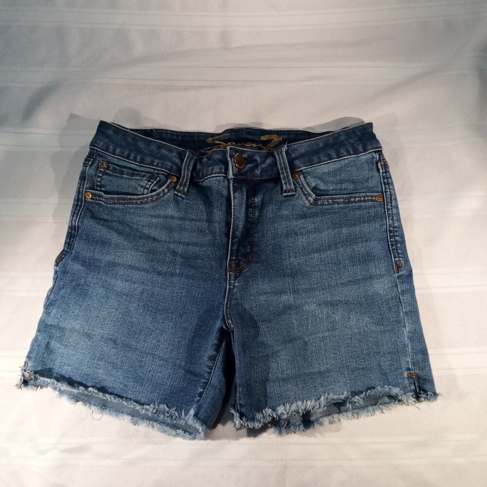 Seven7 Women’s Weekend‎ Short Denim Cutoffs Size 6 | Medium Wash Frayed Hem